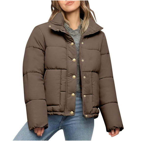 Womens Hoodies Puffer Jacket Padded Coats Stand Collar Winter Puffer Jackets Quilted Hooded Bubble Padded Down Winter Coats Thicken Insulated Coat Outwear