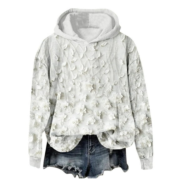 Womens Hoodies Pullover Floral Print Oversized Hooded Sweatshirt Long Sleeve Loose Top with Hood (Multicolor 4XL)