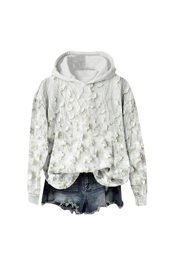 Womens Hoodies Pullover Floral Print Oversized Hooded Sweatshirt Long Sleeve Loose Top with Hood (Multicolor 4XL)