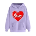 thumbnail image 1 of Womens Hoodies Pullover Graphic Printed Sweatshirts Hooded Pullover Tops Valentine's Day Long Sleeve with Pockets, 1 of 5