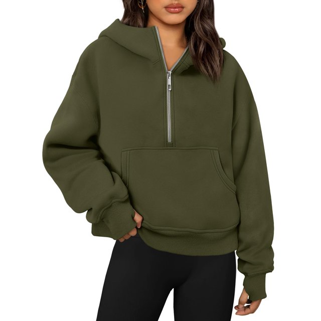 Womens Hoodies Quarter Zip Pullover Oversized Sweatshirts Half Zip