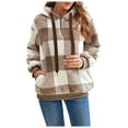thumbnail image 1 of Womens Hoodies Quarter Zip Up Plaid Print Long Sleeve Hooded Sweatshirts Fall Winter Casual Fashion Jackets, 1 of 3