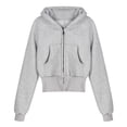 thumbnail image 1 of Oversized Hoodie Womens Hoodie Casual Sweatshirt Lightweight Zip Up Hoodie Daily Women Solid Hooded Sweatshirt Short Form Fitting Long Sleeved Short Cardigan With Zipper Jacket, 1 of 4