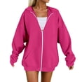 thumbnail image 1 of Bibifish Womens Hoodies Soft Comfy Zipper Sweatshirts With Pockets Casual Oversized Long Sleeve Warm Winter Fall Ladies Outerwear, 1 of 9