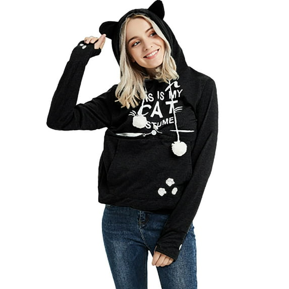 BJUTIR Womens Hoodies Sweatshirts Autumn And Winter Loose Pet Hooded Pullover Cat Dog Large Pouch Carriers Pullover Sweatshirt Winter Accessories