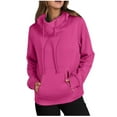 thumbnail image 1 of Womens Hoodies Sweatshirts Fashion Cowl Neck Long Sleeve Hooded Pullovers Tops Fall Winter Solid Color Loose Outfits with Pocket, 1 of 4