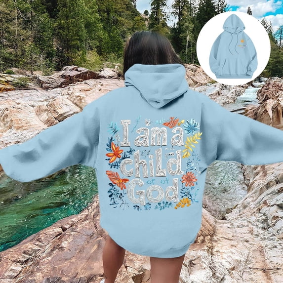 Womens Hoodies Sweatshirts Featuring Cozy Autumn/Winter Print Design Hoodie for Women Blue S