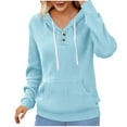 thumbnail image 1 of Womens Hoodies Sweatshirts Ladies Jumpers Long Sleeve Tops Ladies Loose Sweatshirts with Buttons Plain Light Blue XXL, 1 of 4