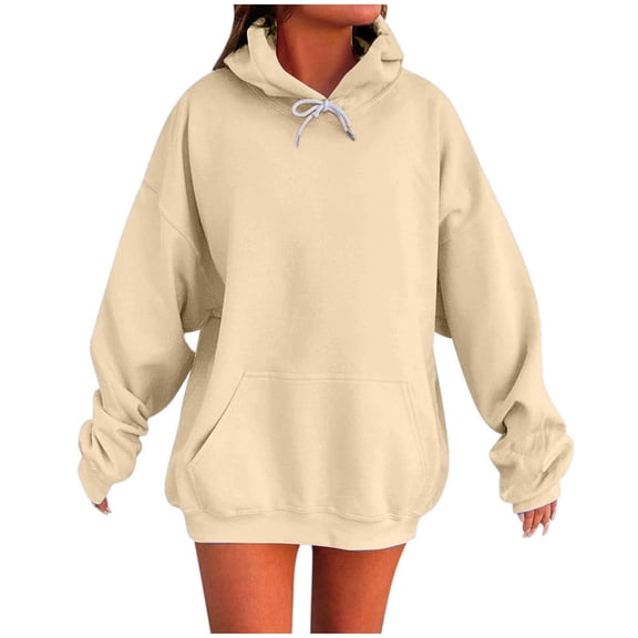 Womens Hoodies Sweatshirts Pullover Sweaters Casual Comfy Tops Trendy Fall Outfits Winter Clothes Beige XL