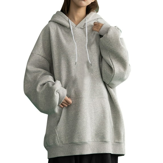 Womens Hoodies For Women Daily Long Casual Hooded Sweatshirt With Pocket Drawstring Button V Neck Long Sleeve Pullover Solid Color Basic Fit Polyester M Sweatshirt For Women