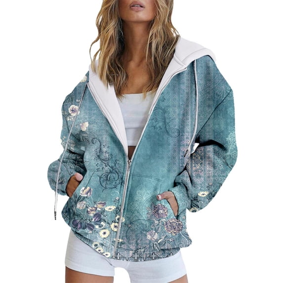 Womens Hoodies For Women Spring Autumn Fashion Hooded Sweatshirt Long Sleeve Zipper Sport Coat Loose Jacket Soft Breathable Polyester Versatile Outfit Xl Sweatshirt For Women
