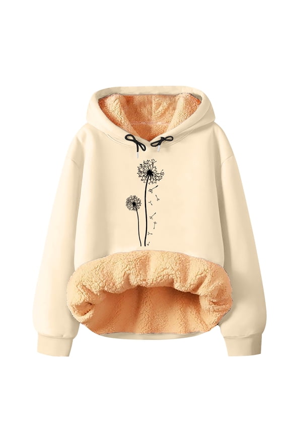 Womens Hoodies For Women Winter Spring Warm Fleece Hoodie Pullover Long Sleeve Solid Printed Drawstring Hood Ribbed Cuffs Hem Polyester Soft Comfortable 2Xl Sweatshirt For Women
