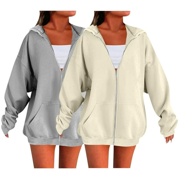 Womens Hoodies For Women Zip Up Hoodies Trendy Long Sleeve Sweatshirts 2Pc Comfy Casual Jacket Fall Winter Layered Outfits With Adjustable Hood S Sweatshirt For Women