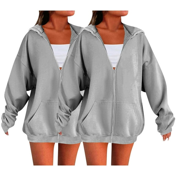 Womens Hoodies For Women Zip Up Hoodies Trendy Long Sleeve Sweatshirts 2Pc Comfy Casual Jacket Fall Winter Layered Outfits With Adjustable Hood Xl Sweatshirt For Women