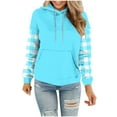 thumbnail image 1 of Womens Hoodies Women's Polka Print Hooded Sweatshirt Long Top Long Sleeved Pocket Long Sleeved Pullover Hooded, 1 of 5