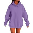 thumbnail image 1 of Womens Hoodies Women's Solid Long Sleeved Pullover Hooded Sweater Casual Women's Fashion Hooded Pocket Tops Sweatshirts, 1 of 5