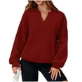 thumbnail image 1 of Womens Hoodiless Oversized Sweatshirts Pullover V Neck Sweaters Long Sleeve Winter Fall Fashion Clothes Pullover Sweatshirts Loose Casual Solid Color Sweatshirts Travel Clothes Women, 1 of 5