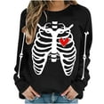 thumbnail image 1 of Womens Hoodless Sweatshirts Halloween Printed Sweatshirt Long Sleeved Top Pullover Hooded Sweatshirt, 1 of 6