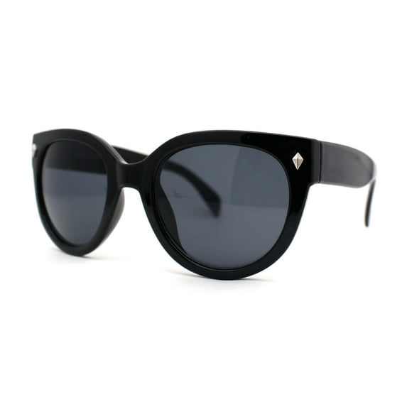 Womens Horn Rim Cat Eye Designer Fashion Plastic Sunglasses All Black