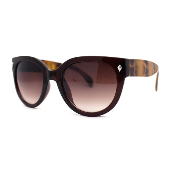 Womens Horn Rim Cat Eye Designer Fashion Plastic Sunglasses All Brown