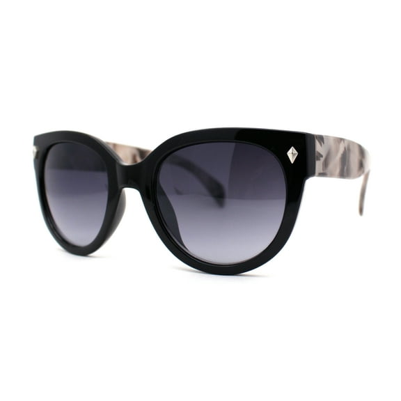 Womens Horn Rim Cat Eye Designer Fashion Plastic Sunglasses Black Beige Smoke