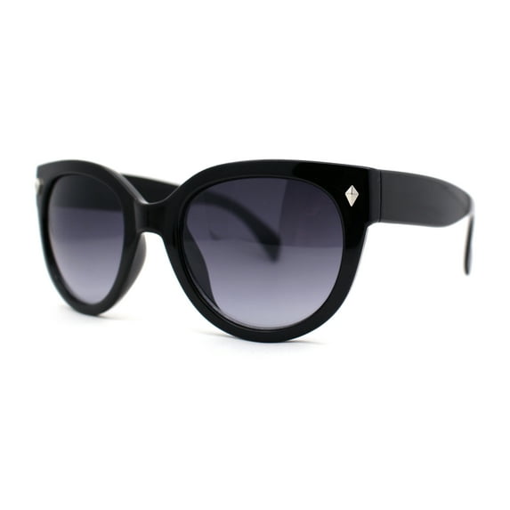 Womens Horn Rim Cat Eye Designer Fashion Plastic Sunglasses Black Smoke