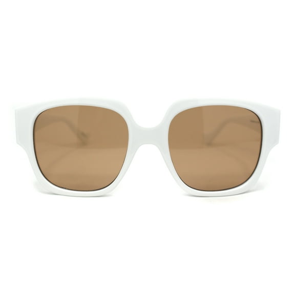 Womens Horn Rim Large Butterfly Plastic Fashion Sunglasses White - Brown