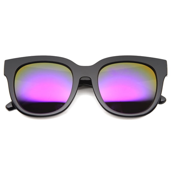 Womens Horn Rimmed Sunglasses With UV400 Protected Mirrored Lens 9962