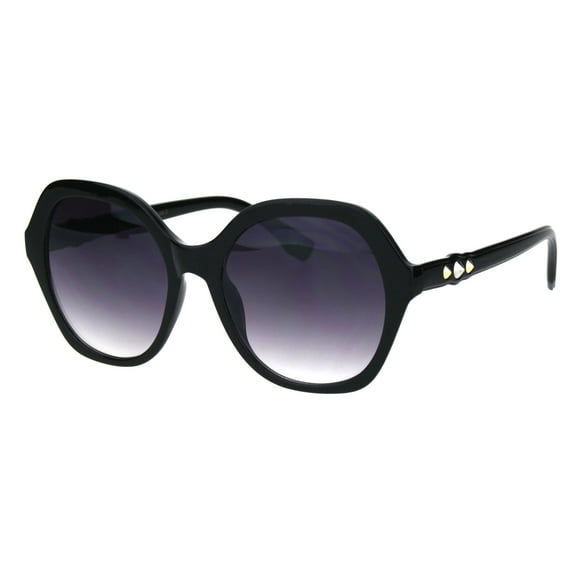 Womens Horn Stud Bling 90s Plastic Butterfly Fashion Sunglasses Black Smoke