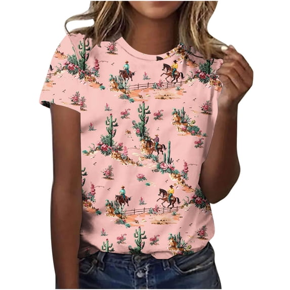 Womens Horse Racing T-Shirts Plus Size Vintage Retro Graphic Tees Loose Fit Funny Pullover Tops, 4XL