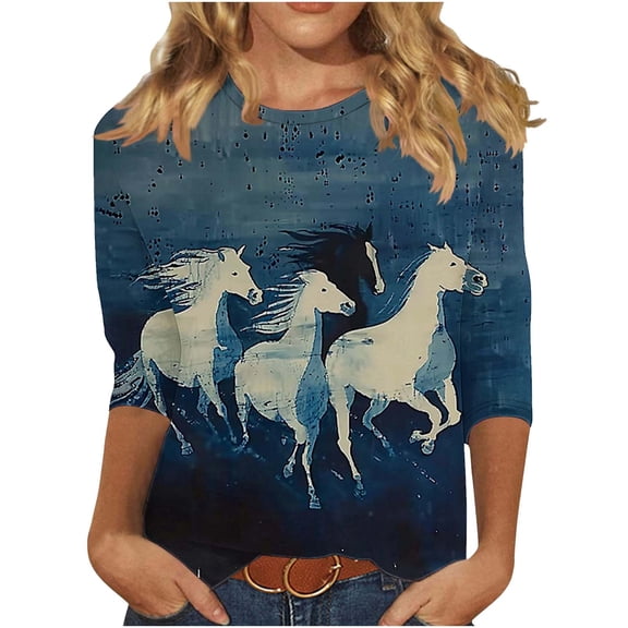 Womens Horse Racing T-Shirts Plus Size Vintage Retro Graphic Tees Loose Fit Funny Pullover Tops, L
