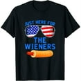 thumbnail image 1 of Womens Hot Dog I'm Just Here For The Wieners 4Th Of July Round Neck T-Shirt Black Small, 1 of 5