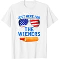 thumbnail image 1 of Womens Hot Dog I'm Just Here For The Wieners 4Th Of July Round Neck T-Shirt White Large, 1 of 5