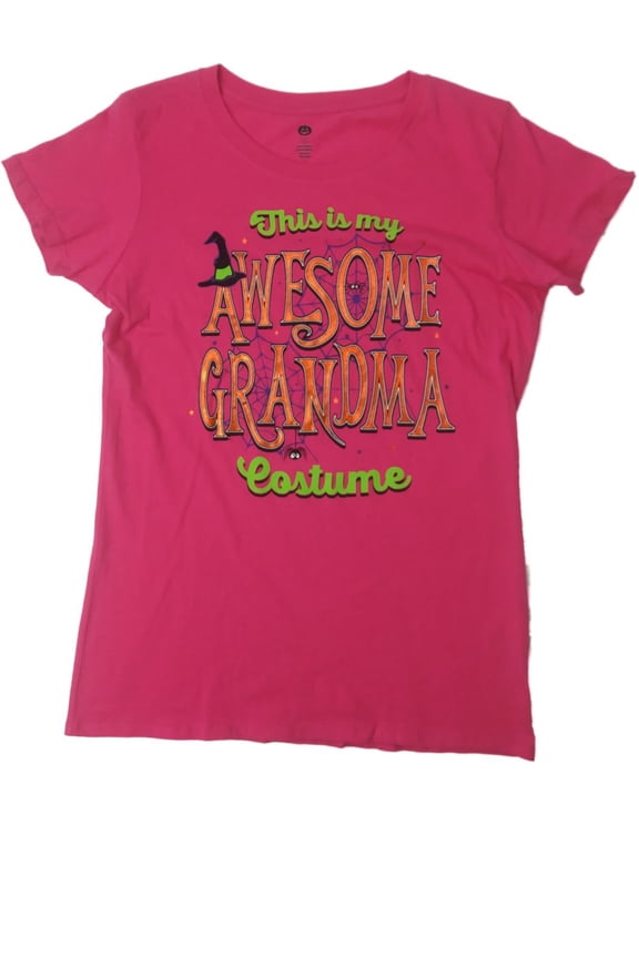 Womens Hot Pink Awesome Grandma Costume Halloween Tee Shirt Spider Web T-Shirt