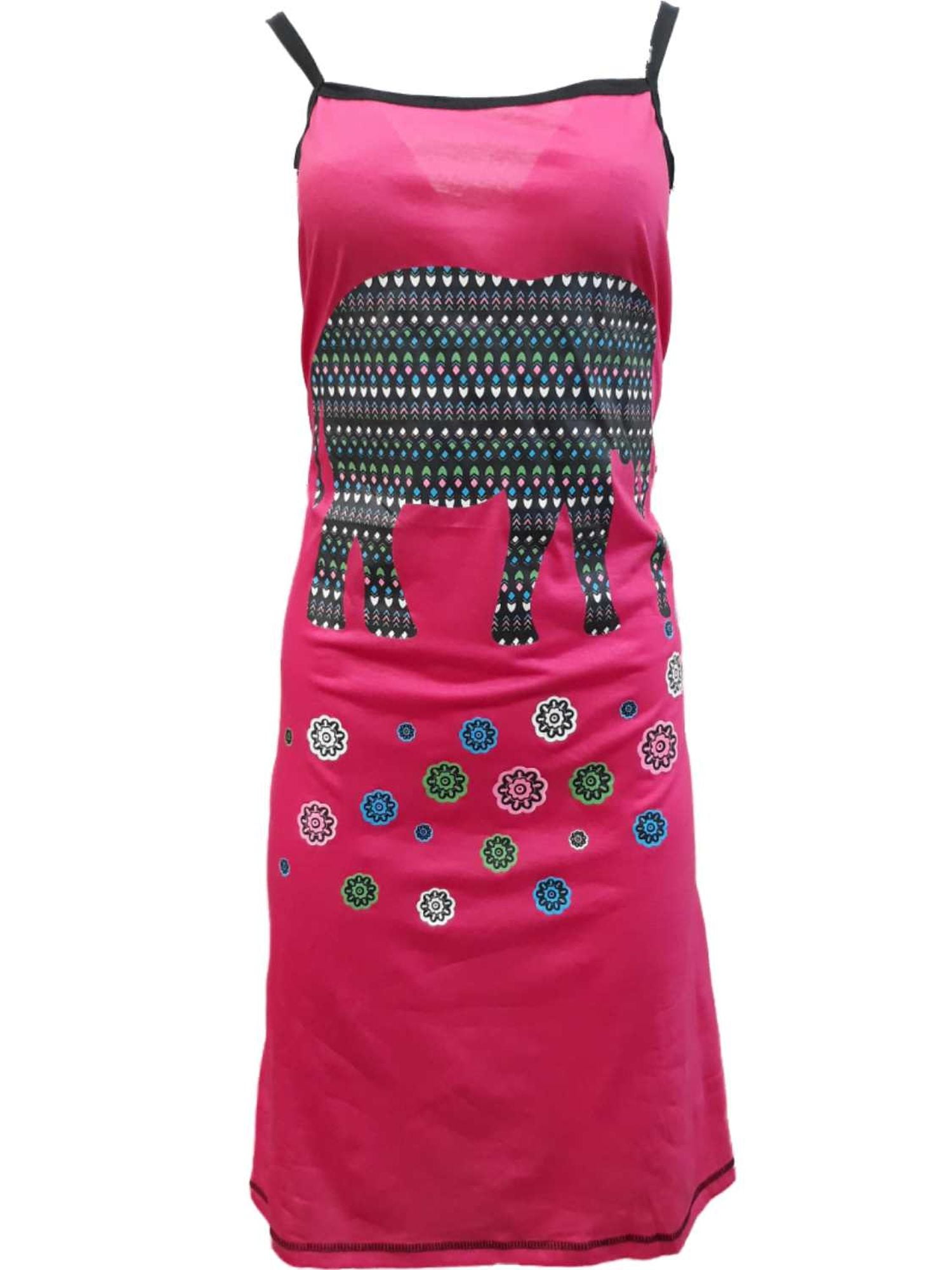 Womens Hot Pink Elephant Floral Flower Nightgown Knit Tank Top Sleep