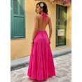 thumbnail image 1 of Womens Hot Pink Halter Maxi Dress With Open Back And Ruffle Hem, 1 of 6