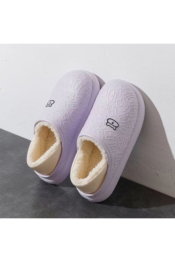 Womens House Cute Bear Slippers,Purple Memory Foam Plaid Scuff Non-Slip Soles Indoor Outdoor Comfortable Bedroom Winter Shoes Size 7