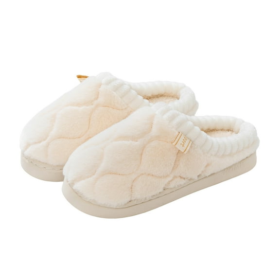 Womens House Slippers Plush Warm Comfy Memory Foam Winter Slip on Home Shoes Indoor Outdoor Nonslip Fuzzy Slides White 5