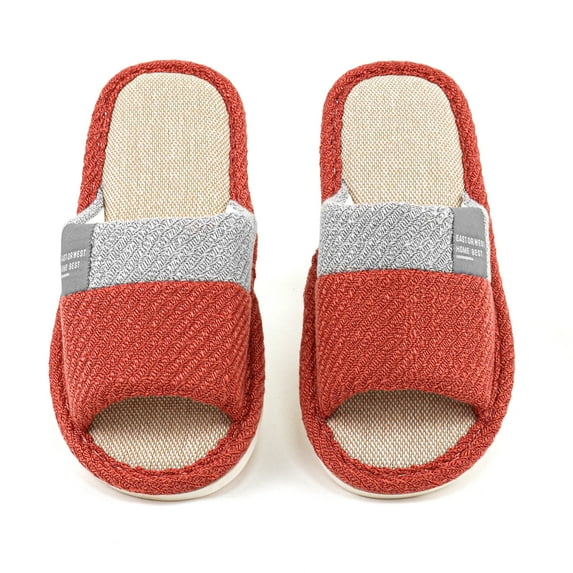 Takfox Women's Slippers Breathable Casual Slide Anti-Slip, Orange and Red, 7/8