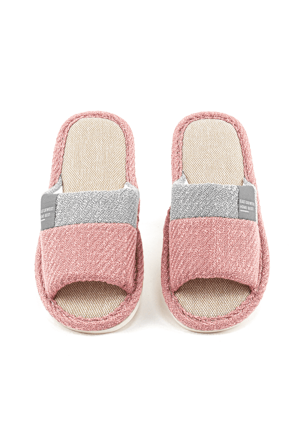 Womens House Slippers, Takfox Open Toe Memory Foam Washable Non-Slip Linen Home Slippers, Cute Comfy Classic Slip On Autumn Winter Bedroom Indoor Outdoor Slide, Size 6-11