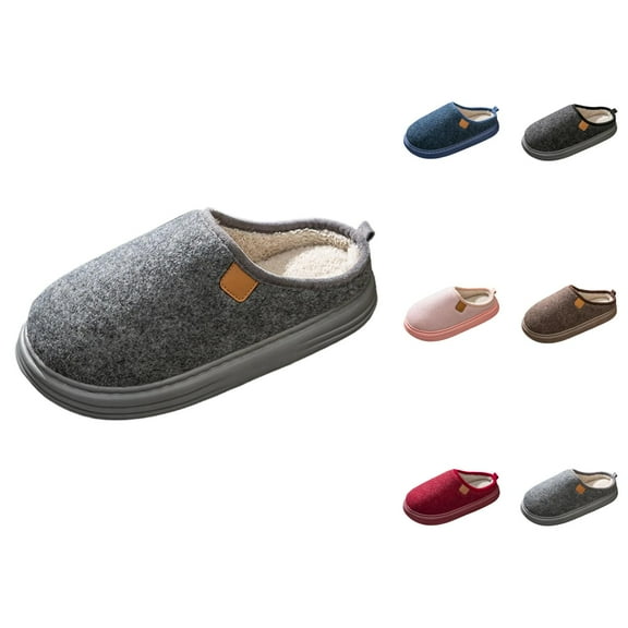 Womens House Slippers Thick Sole Indoor Winter Slippers Warm Plush Lined Shoes Non- Cozy Footwear for Autumn and Winter Home Comfort Wear