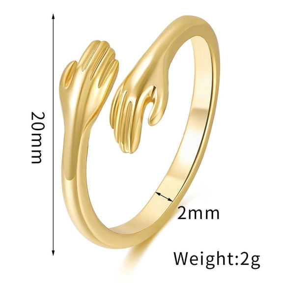 Womens Hug Gesture Ring 18K Gold Plated Copper Fashion Jewelry Gift For Her Durable Elegant Accessory Timeless