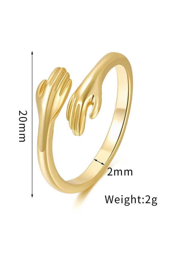 Womens Hug Gesture Ring 18K Gold Plated Copper Fashion Jewelry Gift For Her Durable Elegant Accessory Timeless