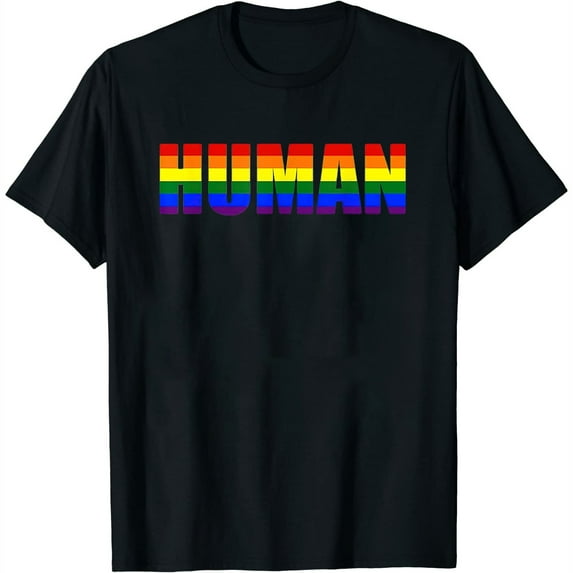 Womens Human Lgbt Gay Pride Flag Transgender T-Shirt Black Large
