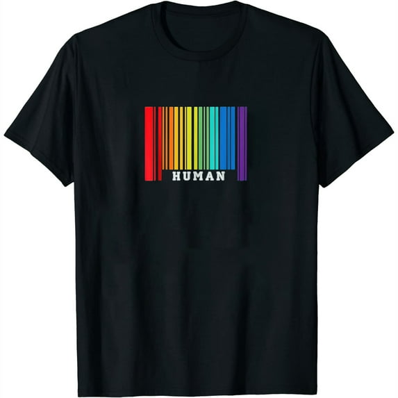 Womens Human Lgbt Shirt Barcode Flag Pride Month Plus Size T Shirt White X-Large