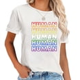 thumbnail image 1 of Womens Human Rainbow LGBT Flag Bi Lesbian Trans Gay Pride Month T-Shirt, 1 of 5