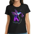 thumbnail image 1 of Womens Hummingbird Purple Ribbon Pancreatic Cancer Awareness Round Neck T-Shirt Black 2X-Large, 1 of 5