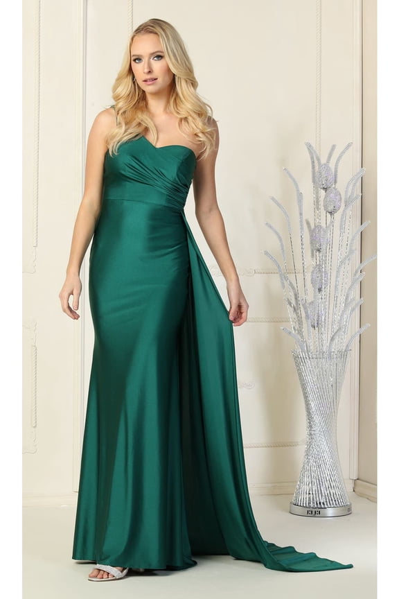 Womens Hunter Green Bridesmaid Prom Wedding Guest Long Asymmetrical One Shoulder Sheath Plus Size Dress