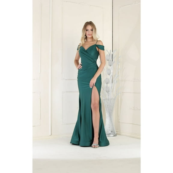Womens Hunter Green Formal Evening Prom Long V Neck Cold Shoulder Bodycon Plus Size Dress