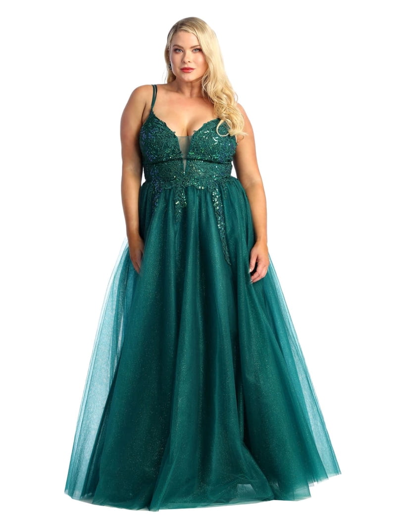 strapless open back dress Emerald Green Mermaid Satin Cheap Prom Dresses Beaded Spaghetti Strap –  vigocouture main image 0
